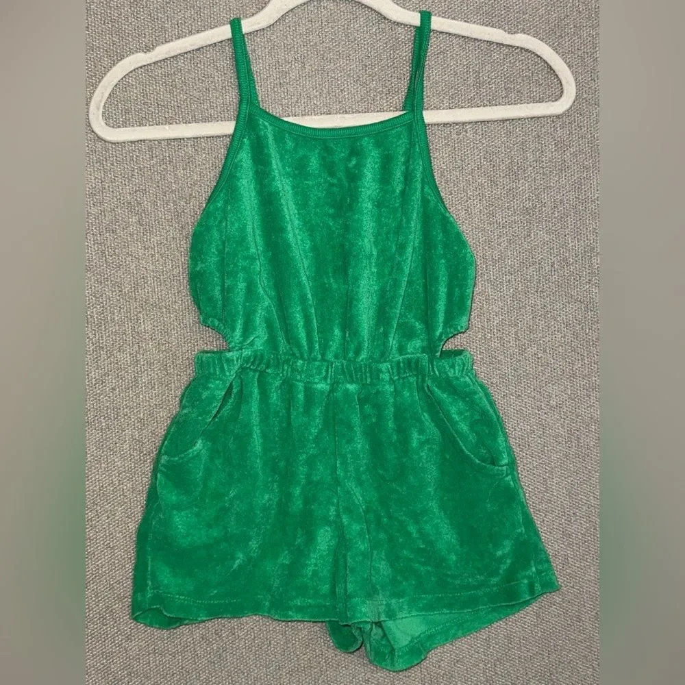 Old Navy size medium 8 Vibrant Green cut out bathing suit Romper cover